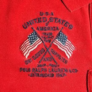 Polo Ralph Lauren USA American Flag Red Polo Shirt‎ Mens Size M